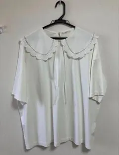 人気】yori スカラップカラー カットソー 半袖 ホワイト size:Free