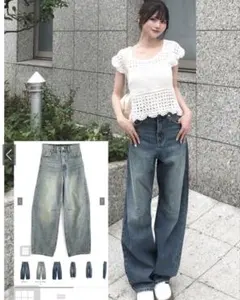 GRL ワイドカーブデニムパンツ