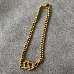 美品】Dior ディオール CDロゴ ラインストーン ブレスレット 喜平 GD