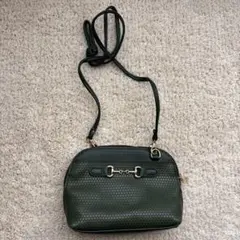 ダークグリーン 合成皮革 ショルダーバッグ