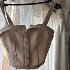 リブ素材 ベージュ ビスチェ