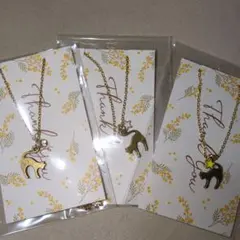 猫デザイン ネックレス クリスタル付き