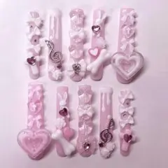 ♡現品♡ ネイルチップ ピンク 量産型 うさぎ 地雷 平成女児 萌え ゴテゴテ