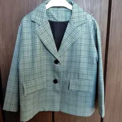 緑系チェック柄 ジャケット＆パンツ セット　size140