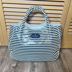 Kate Spade ストライプハンドバッグ　エナメルバッグ