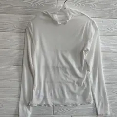 ホワイト長袖　シースルー　シアーブラウス　春夏　重ね着311