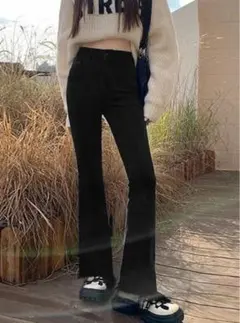 【新品】　グレイル　ストレッチフレアパンツ　S ブラック　CU34 黒　GRL