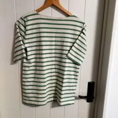ルミノア　ボーダー 半袖 Tシャツ グリーン ホワイト　カットソー　1　Sサイズのサムネイル