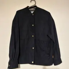 ノーカラージャケット 黒 羊刺繍