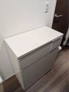 ホワイト木製引き出し収納　ゴミ箱