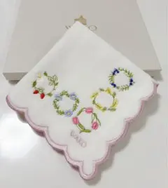 WAKO 花輪刺繍 ハンカチ ピンク 和光