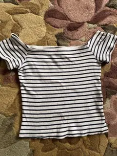H&M オフショルダー ストライプ Tシャツ