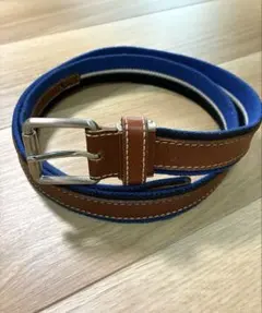 ☆LACOSTE ブルー/ブラウン(本革)リバーシブルベルト&自由区ネックレス