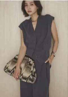 ノースリーブベスト＆ワイドパンツ セットアップ チャコールグレー