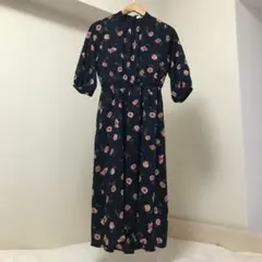 【earth music&ecology】レーススタンドカラーフラワーワンピース