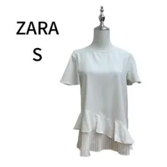 ZARA S ホワイト フリルシャツ　ブラウス