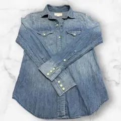 【美品】ラルフローレン デニムシャツ レディースSヴィンテージ加工