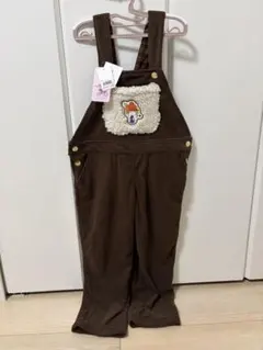 【新品】120cm 水森亜土　ブラウン コーデュロイ オーバーオール