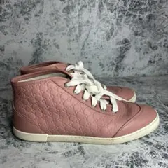 極美品GUCCI グッチ GGキャンバス レザー スニーカー ピンク