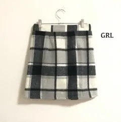 GRL ミニスカート　膝上スカート　秋冬　チェック　ウエストゴムa4376