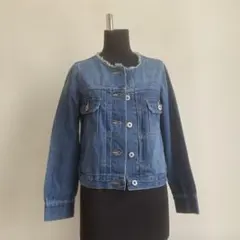 GUデニムジャケット ダメージ加工 ブルー系 S