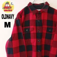 USA古着 OLDNAVY ヘビーネルシャツ　M レッド　ブラック　チェック