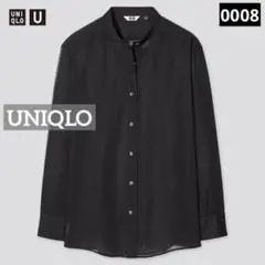 0008 UNIQLO シアーバンドカラーシャツ（長袖） ブラック