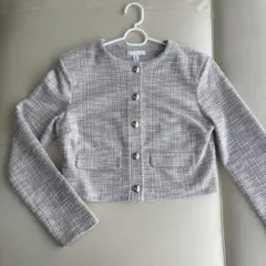 H&M ツイード ノーカラージャケット