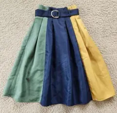 REDYAZEL✨上品✨ マルチカラーフレアスカート　ベルト付き　多色スカート