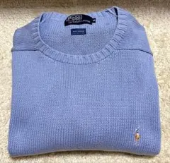 ✨希少・90s✨ラルフローレン　スカイブルー　ニット　セーター　ポニー刺繍　M