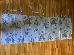 花柄 カフェカーテン リボン結び ブルー系