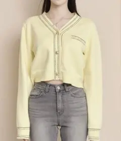 YILON BI-COLOR STITCH CARDIGAN イエローのサムネイル
