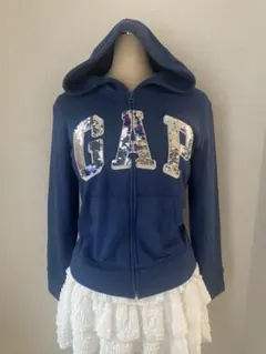 GAP ロゴパーカー y2k平成ギャルフェアリーグランジ ジップ　ネイビー