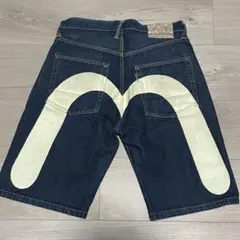 サイズ34 白大黒 2001 濃紺 美品 ハーフ ショート エヴィス エビス