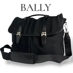 BALLY 2way ビジネス ブリーフケース ロゴ キャンバス 黒 大容量