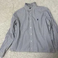 ミィ様専用ポロバイラルフローレン　スタンドカラーシャツL　青縦線　襟フリル