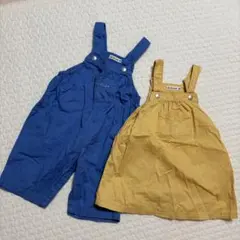 男女双子　ミキハウス　サロペット　2点セット