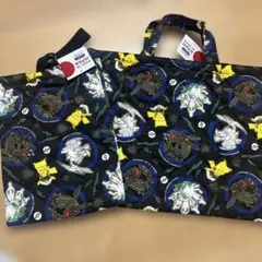 ポケモン　レッスンバッグ　シューズケース　2点セット　ピカチュウ　黒　新品