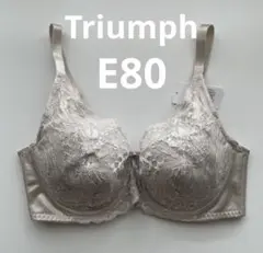 新品　トリンプ　E80 グレージュ　フルカップブラ　花柄レースブラ　ノンワイヤー