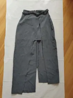 き*び様 グレー スリット入りロングスカート