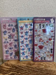 正規品　ボンボンドロップシール　ディズニー　スティッチ　ベイマックス　３枚セット