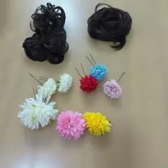 浴衣　髪飾り お団子ウィッグ 　まとめ売り
