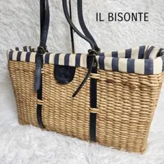 IL BISONTE　ストロー　キャンバス かごバッグ トートバッグ 大容量のサムネイル