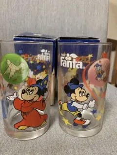 値下げ可未使用非売品ファンタ ディズニー グラス ミッキー ドナルド 2個セット