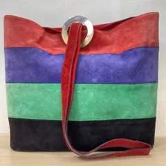 CELINE セリーヌ サークルロゴ スウェード ショルダーバッグ マルチカラー