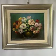 篠田照夫【薔薇】肉筆油彩画 直筆サインあり - メルカリ