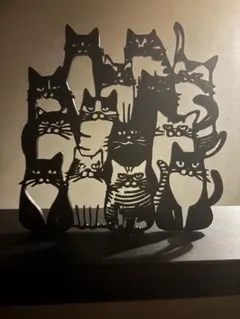 可愛い黒猫たちのウォールアート｜3Dプリント インテリア