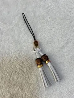 グッチ　バンブー　ストラップ　チャーム ホワイトレザー　ゴールド金具