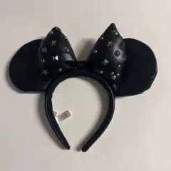 スタッズ付き黒ミニーマウス耳カチューシャ