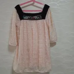 ミッシュマッシュ レース刺繍チュニック ピンク 裏地付きのサムネイル